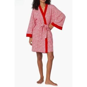 NEW BEDHEAD PJS bursting with love short robe in red/white